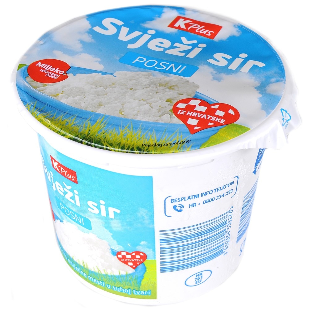 K Plus svježi posni sir 500 g Akcija u trgovini Konzum