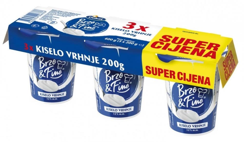 Dukat Brzo & Fino Kiselo vrhnje 3x 200 g - Akcija u trgovini Plodine