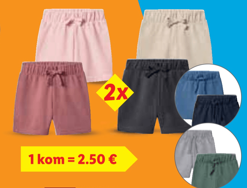 Lupilu Kratke hlače 2 komada u setu - Akcija u trgovini Lidl