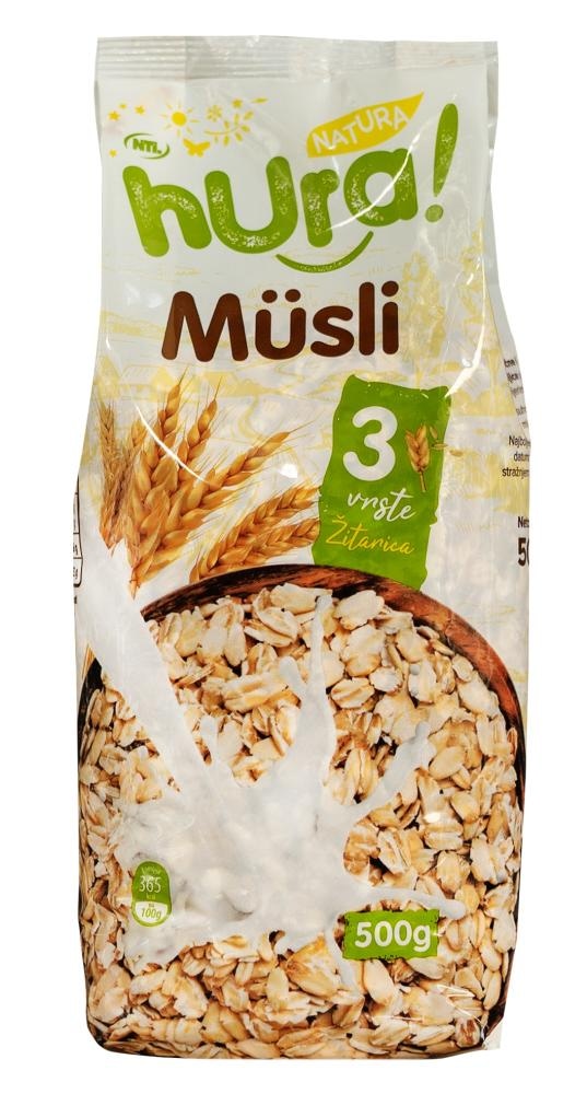Pahuljice 3 vrste žitarica Hura natura 500 g - Akcija u trgovini NTL