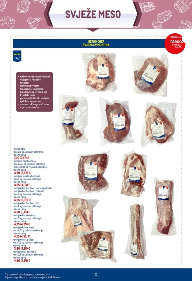 METRO CHEF Svinjsko carsko meso cijelo cca 7 kg, polovinka cca 3,5 kg - Akcija u trgovini Metro