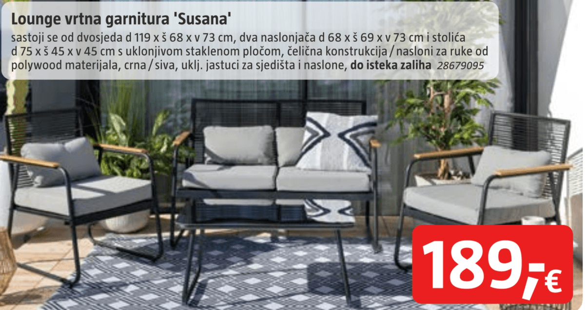 Lounge vrtna garnitura 'Susana' - Akcija u trgovini Bauhaus