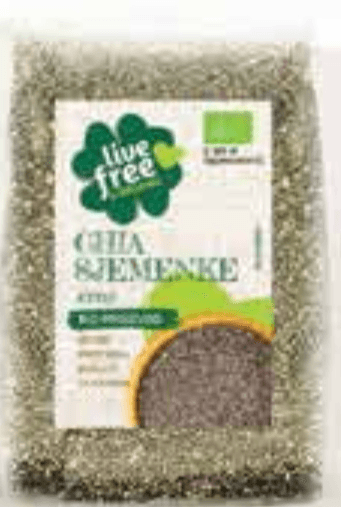 Chia sjemenke 250 g LIVE FREE & ORGANIC - Akcija u trgovini Plodine