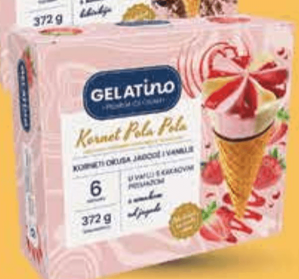Gelatino sladoled kornet 120 - 155 ml Akcija u trgovini Plodine
