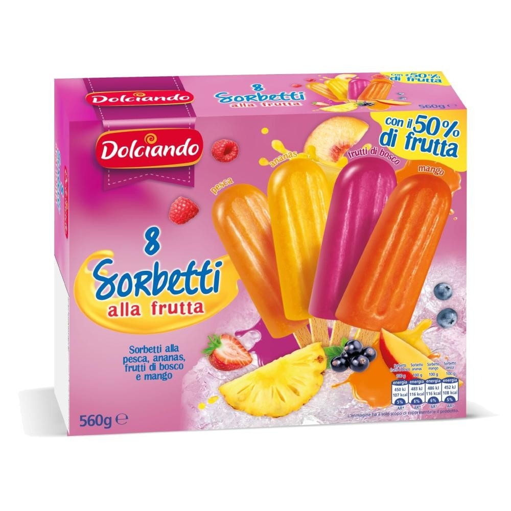 Sladoled Sorbetti voćni mix 8 KOM, 560 g Dolciando Akcija u trgovini Eurospin