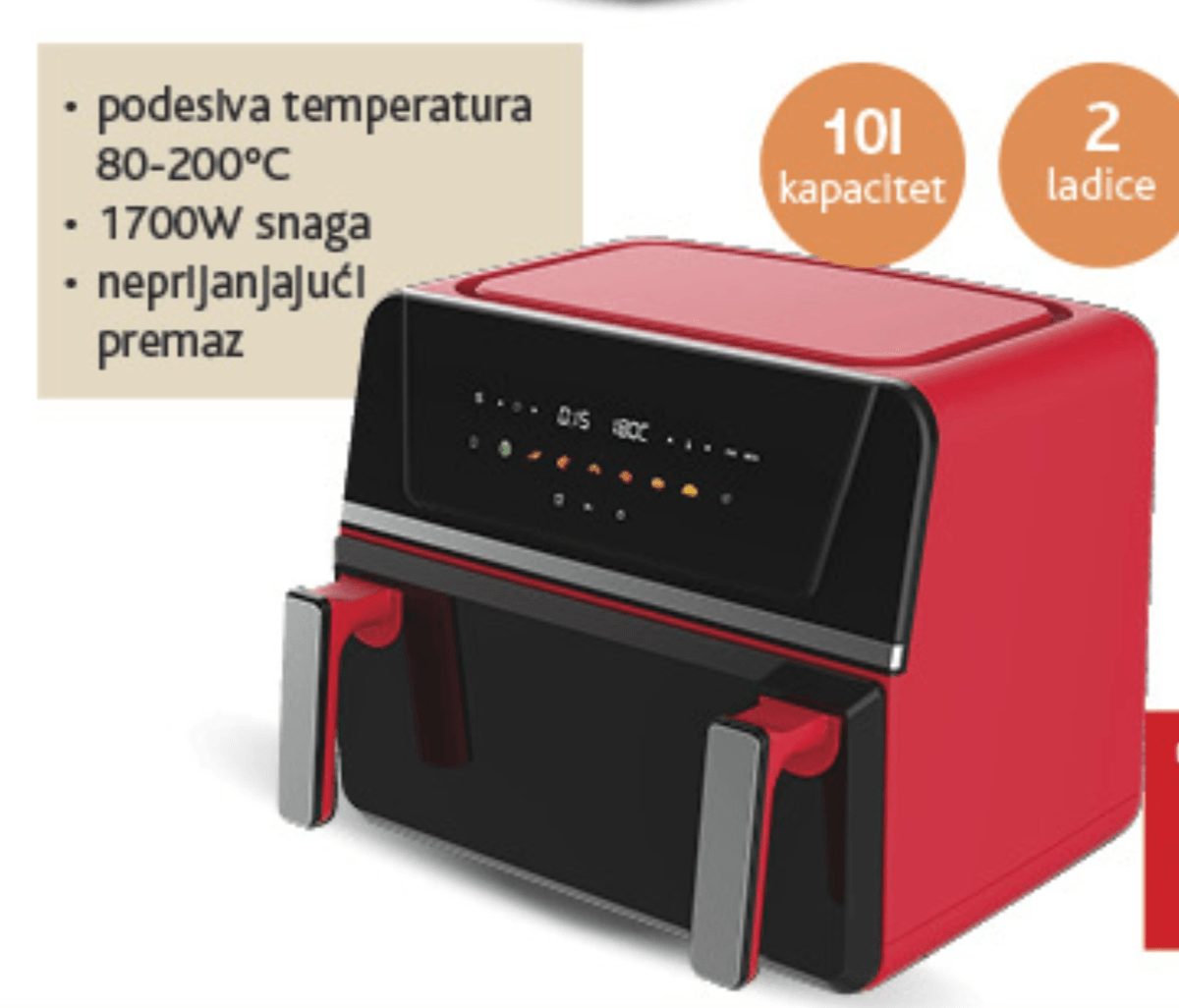 Friteza na vrući zrak 10l kapacitet DELIMANO - Akcija u trgovini Konzum