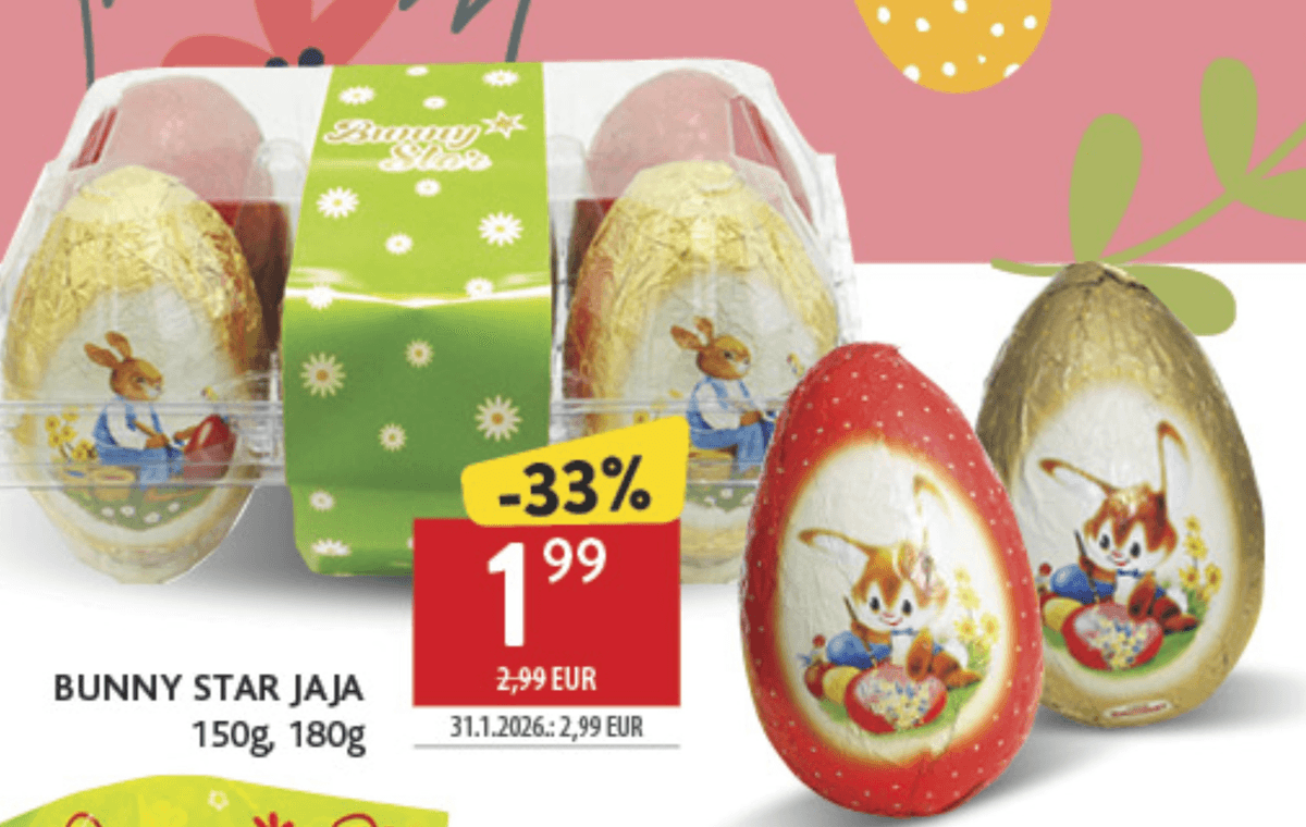 Bunny Star jaja 150g, 180g - Akcija u trgovini Konzum