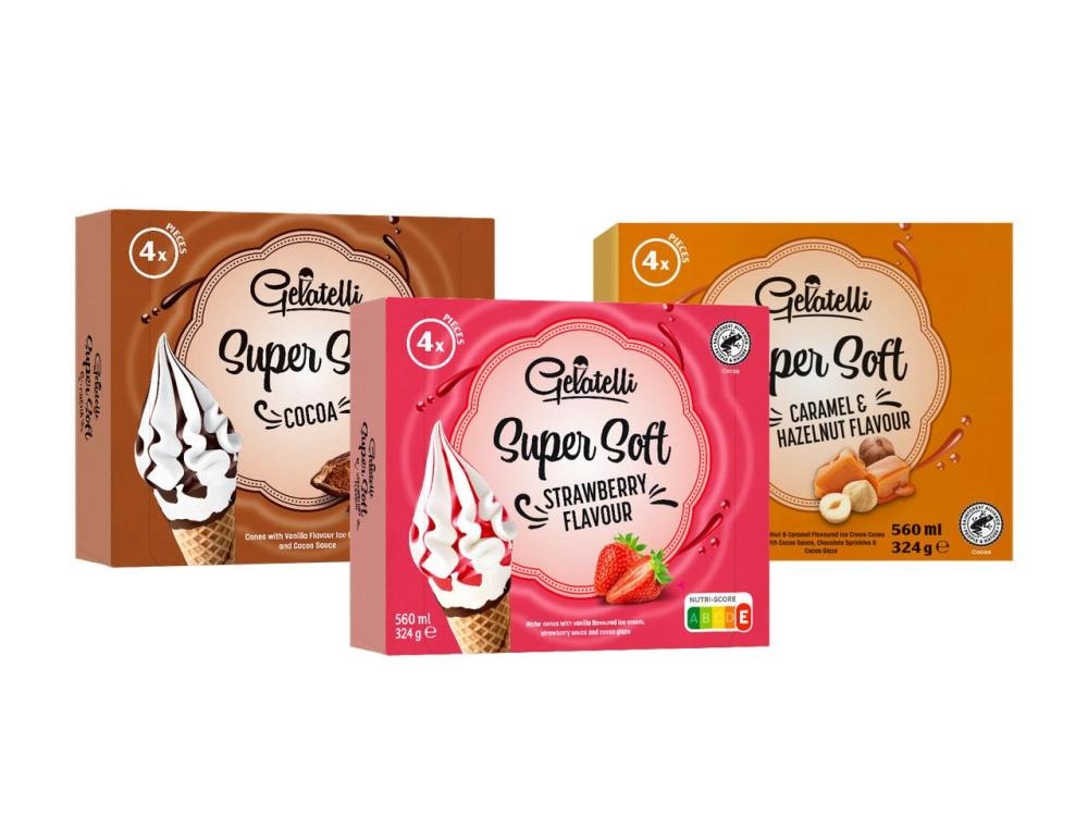 Gelatelli Sladoled u kornetu 4 x 140 ml - Akcija u trgovini Lidl