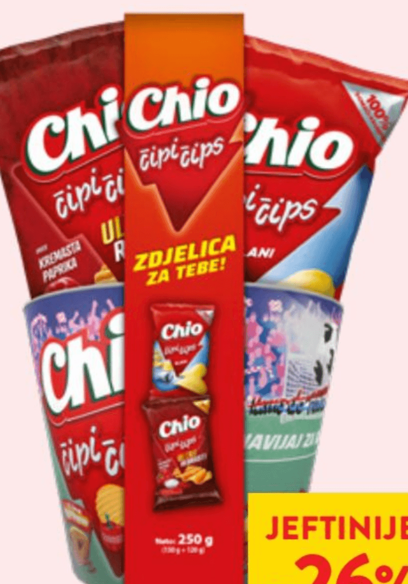 Čips Chio Paprika 120 g i slani 130 g - Akcija u trgovini Spar