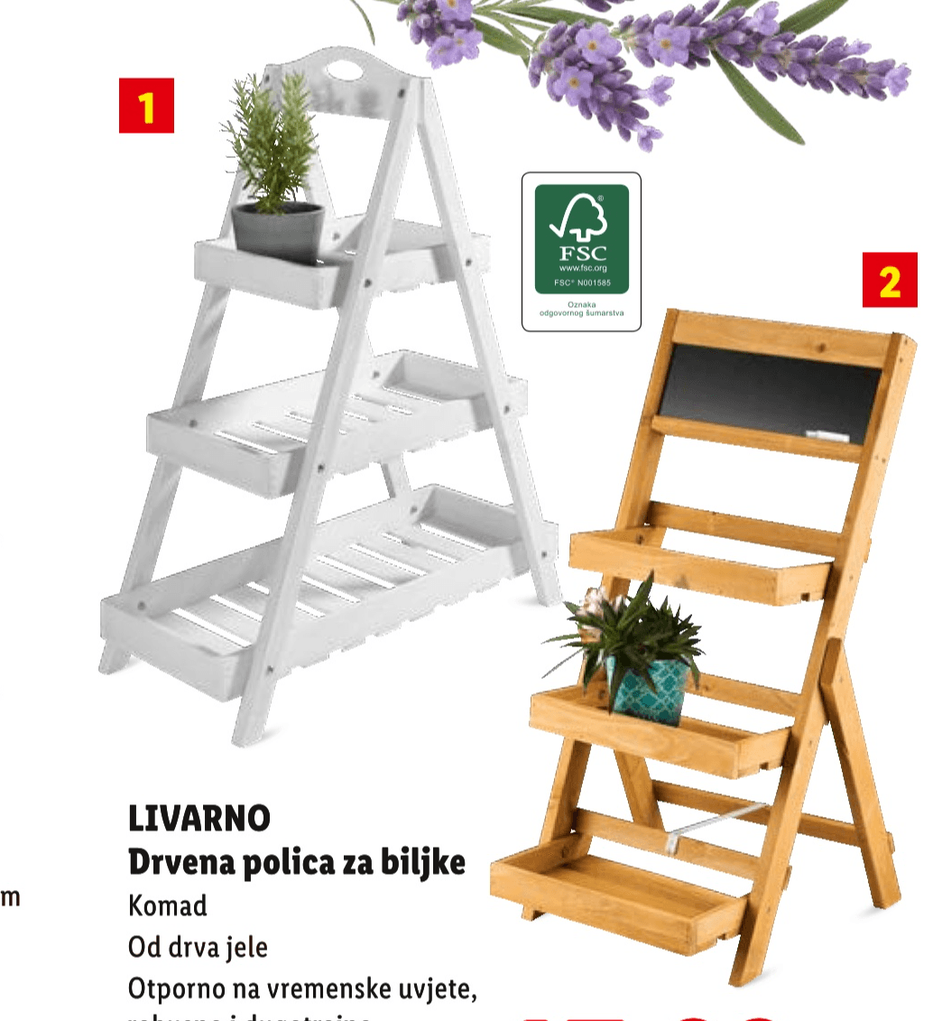 LIVARNO Drvena polica za biljke - Akcija u trgovini Lidl