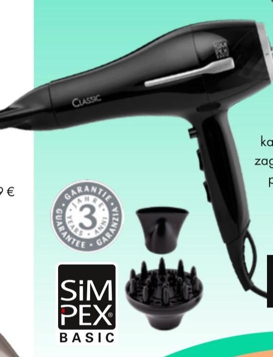 Sušilo za kosu Simpex 253Z1 1 kom Akcija u trgovini Interspar