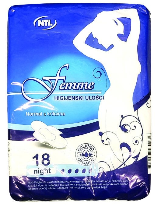 Ulošci higijenski Night normal 18 kom FEMME - Akcija u trgovini NTL