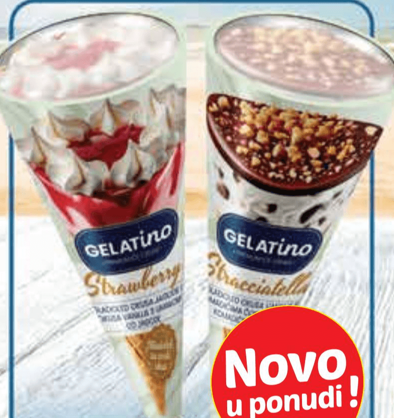 Gelatino Sladoled kornet 140 - 155 ml - Akcija u trgovini Plodine