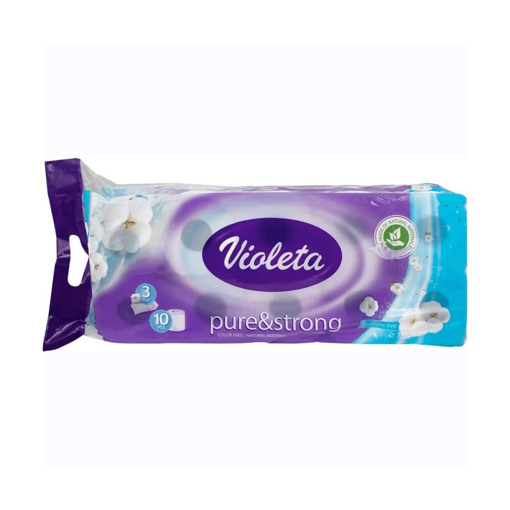 Toaletni papir Violeta pure & strong 10 rola 3 sloja - Akcija u trgovini Bakmaz