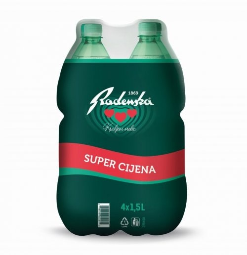 Prirodna mineralna gazirana voda Radenska 4x1,5 l - Akcija u trgovini KTC