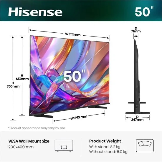 Hisense TV 50E7S 127 cm (50") - Akcija u trgovini Harvey Norman