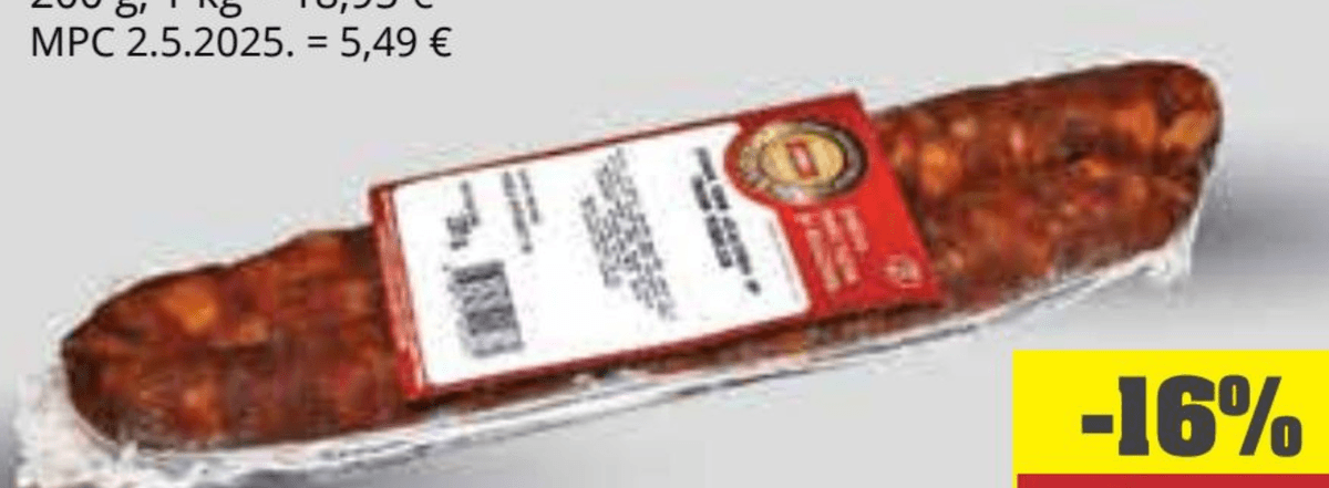 MEDEN Domaća suha češnjovka kobasica 200 g - Akcija u trgovini Ribola