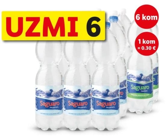Saguaro Mineralna voda 6 x 1.5 L - Akcija u trgovini Lidl