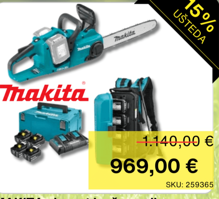 MAKITA aku set lančana pila DUC353Z, 191A64 i 197626 - Akcija u trgovini Alles