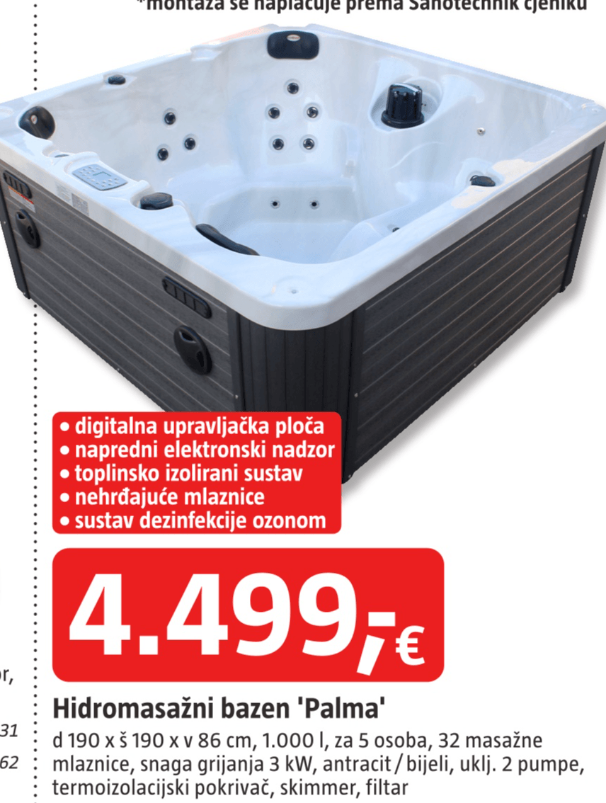 Hidromasažni bazen 'Palma' 1.000 l - Akcija u trgovini Bauhaus