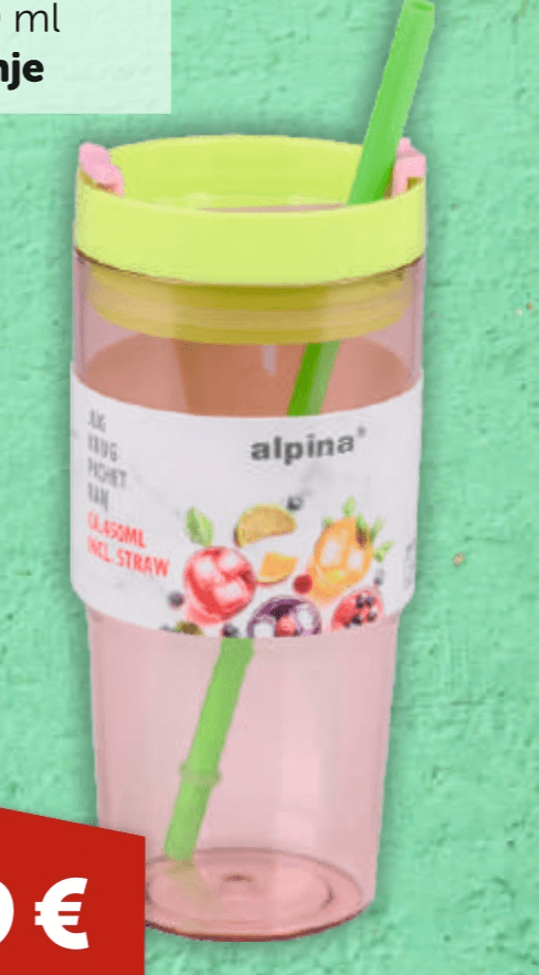 Čaša + slamka 450 ml Alpina - Akcija u trgovini Boso