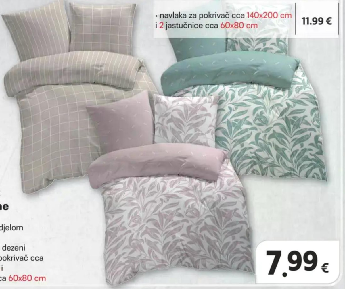 Komplet posteljine navlaka za pokrivač cca 140x200 cm i 2 jastučnice cca 60x80 cm - Akcija u trgovini Plodine
