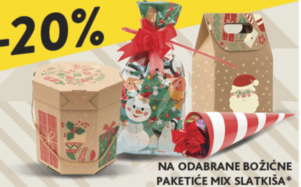 Odabrani božićni paketići mix slatkiša - Akcija u trgovini Konzum