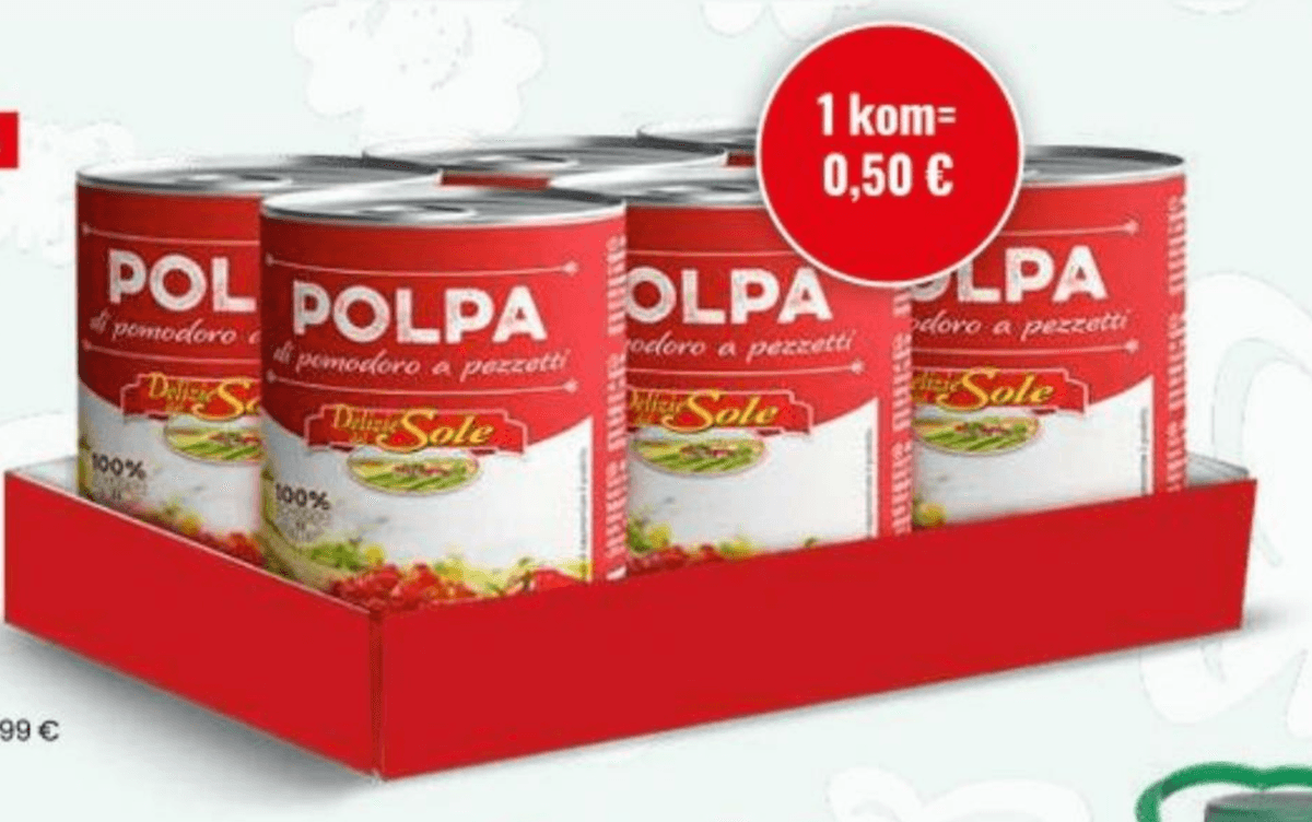 Sjeckana rajčica 6 kom, 2,4 kg Deli Sole - Akcija u trgovini Eurospin