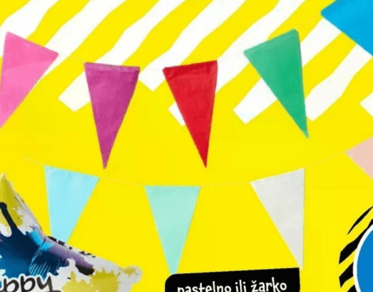 Lanac sa zastavicama duljine 3,5 m, s 18 zastavica - Akcija u trgovini Tedi