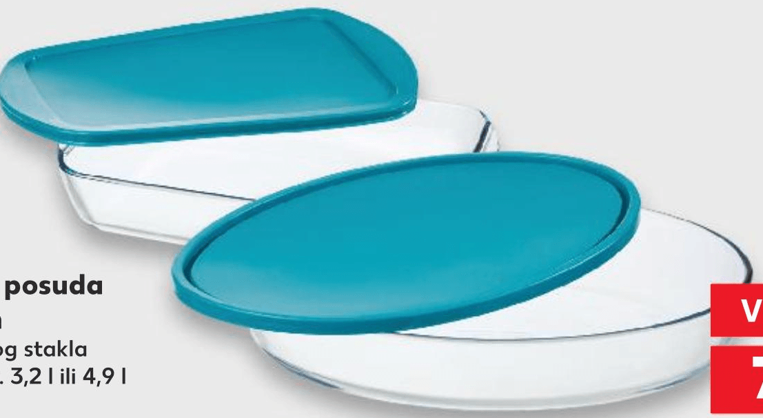 Vatrostalna posuda s poklopcem od borosilikatnog stakla 3,2 l ili 4,9 l PYREX Akcija u trgovini Kaufland