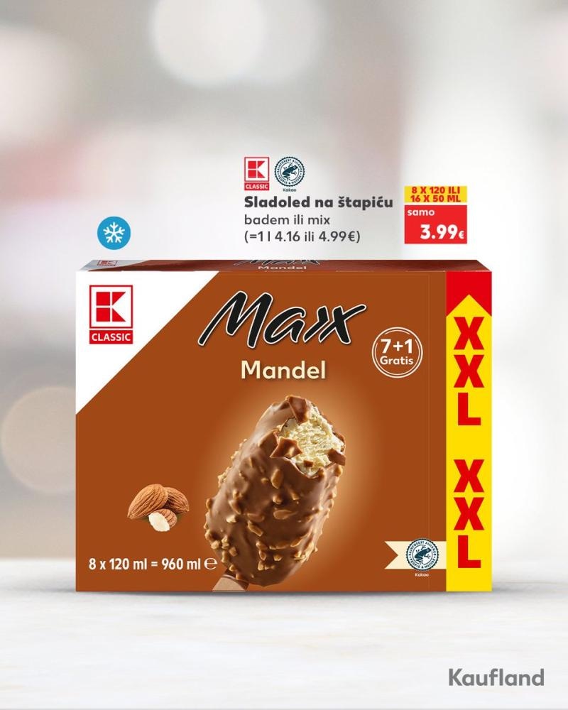 Sladoled Maxx Schoko Crisp 6x120 ml Classic - Akcija u trgovini Kaufland