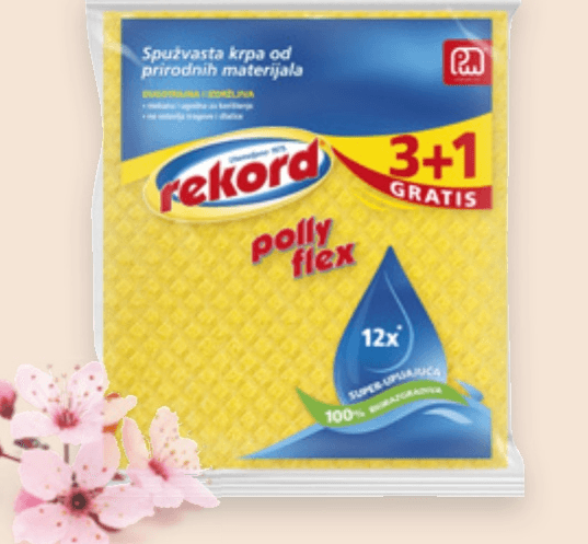 Set spužvastih krpa Polly-Flex 3+1 GRATIS Rekord - Akcija u trgovini Spar
