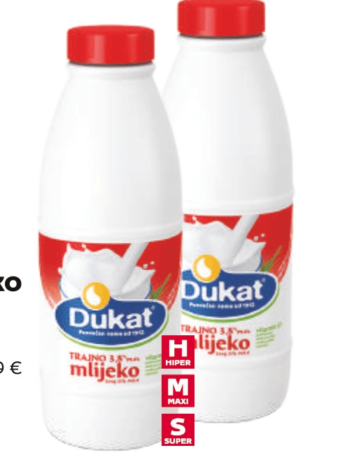 Dukat Trajno mlijeko 1 L - Akcija u trgovini Tommy