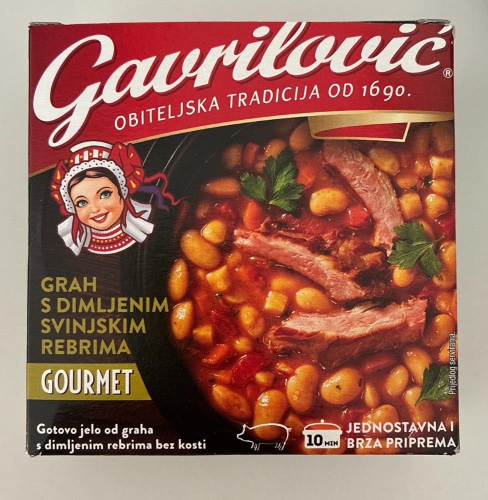 Gavrilović grah s dimljenim svinjskim rebrima bez kosti 300 g Akcija u trgovini Ribola