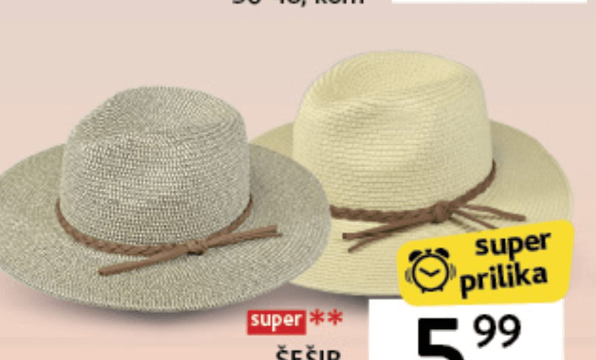 Šešir unisex 8,5cm, kom - Akcija u trgovini Konzum