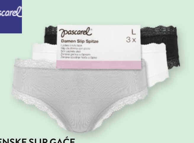 Ženske slip gaće čipka Pascarel 3 komada u pakiranju, 1 pak - Akcija u trgovini Spar