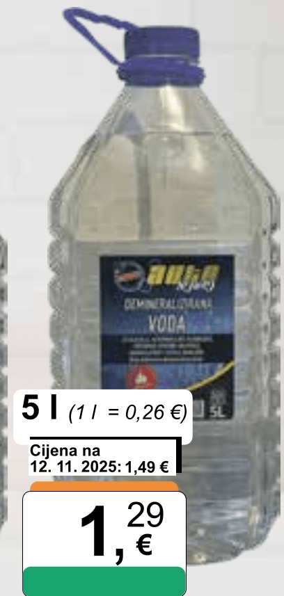Voda demineralizirana 5 L - Akcija u trgovini KTC