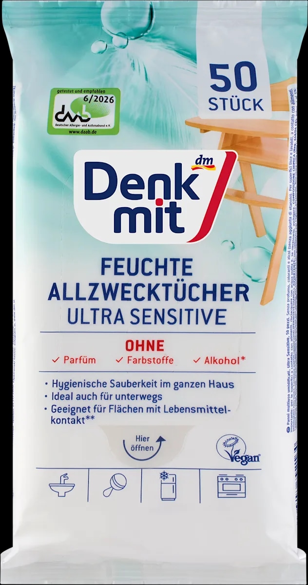Denkmit maramice za čišćenje Ultra Sensitive 50 kom. Akcija u trgovini Dm