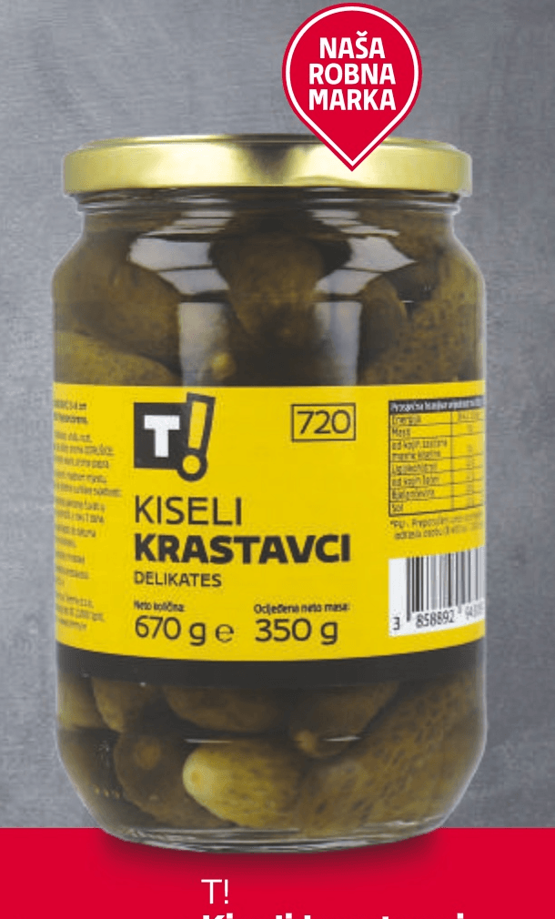 T! Kiseli krastavci 670 g - Akcija u trgovini Tommy