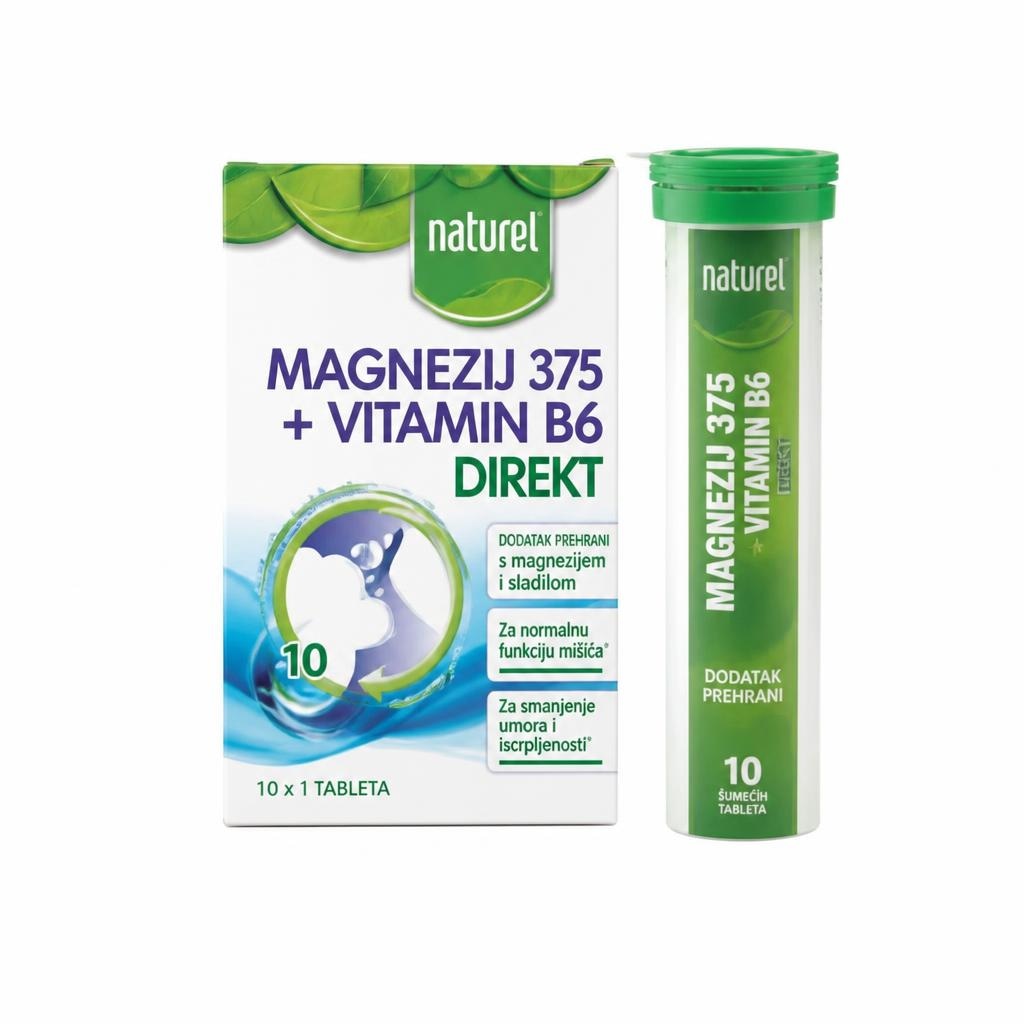 Naturel Magnezij 375 + Vitamin B6 Direkt 10 vrećica - Akcija u trgovini Bipa
