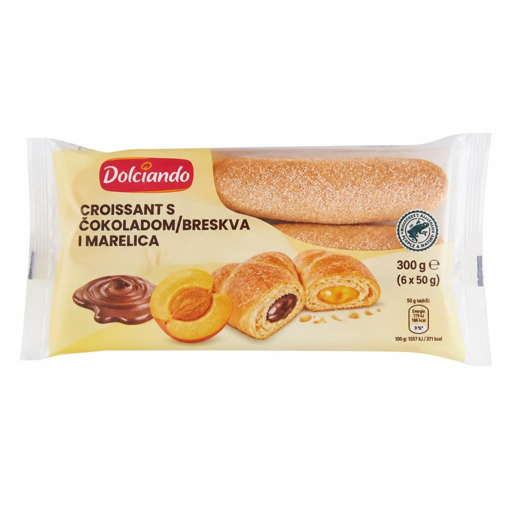 Dolciando croissant s čokoladom/breskva i marelica 300 g - Akcija u trgovini Eurospin