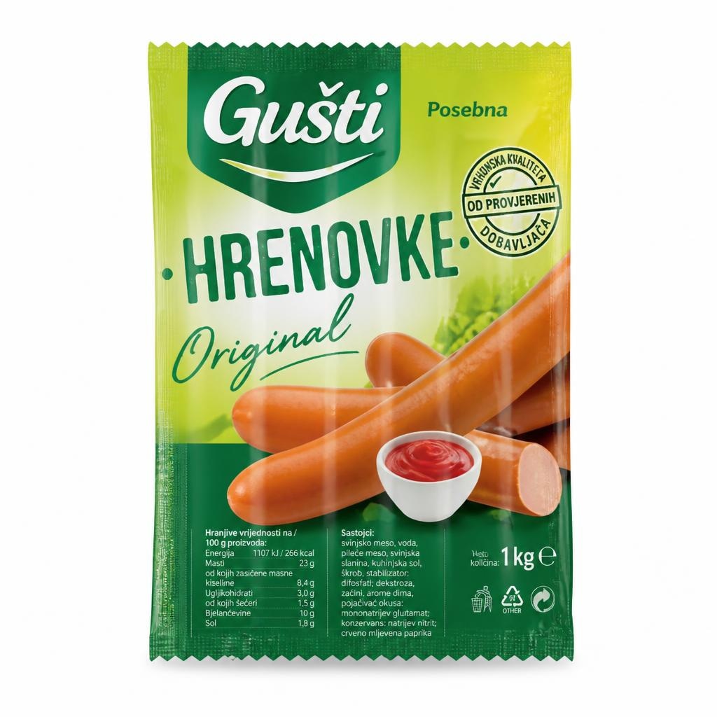 Gušti hrenovke Original 1 kg Akcija u trgovini Plodine