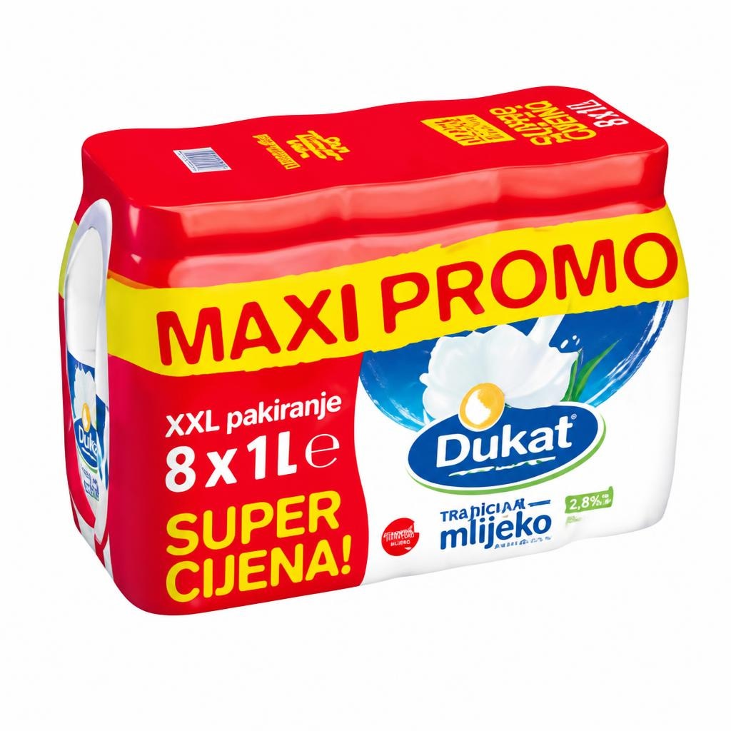 Trajno mlijeko Dukat 8 x 1 L Akcija u trgovini KTC