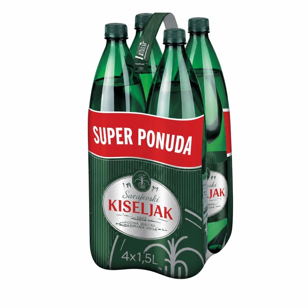 Prirodna mineralna gazirana voda Sarajevski kiseljak 4x 1,5 I Akcija u trgovini KTC