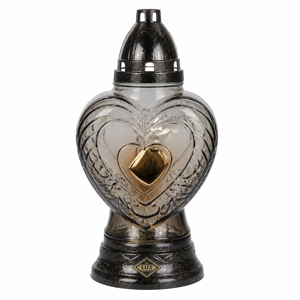 Lampion staklo srce grafit/brončani Akcija u trgovini Eurospin