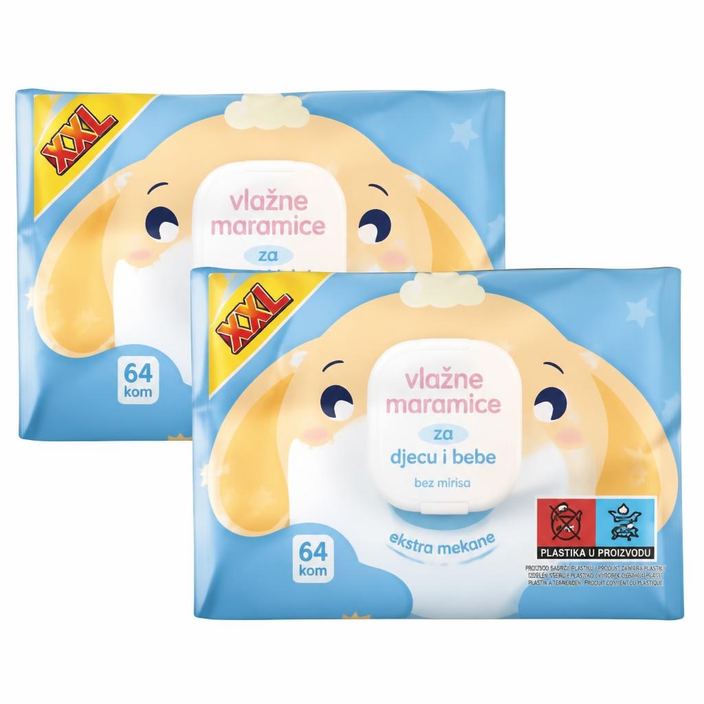 Baby vlažne maramice XXL 2 x 64 listića Akcija u trgovini Lidl