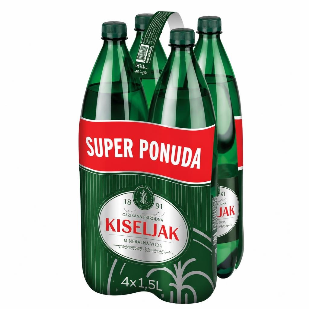 Sarajevski Kiseljak gazirana mineralna voda 4x1,5 l Akcija u trgovini Plodine