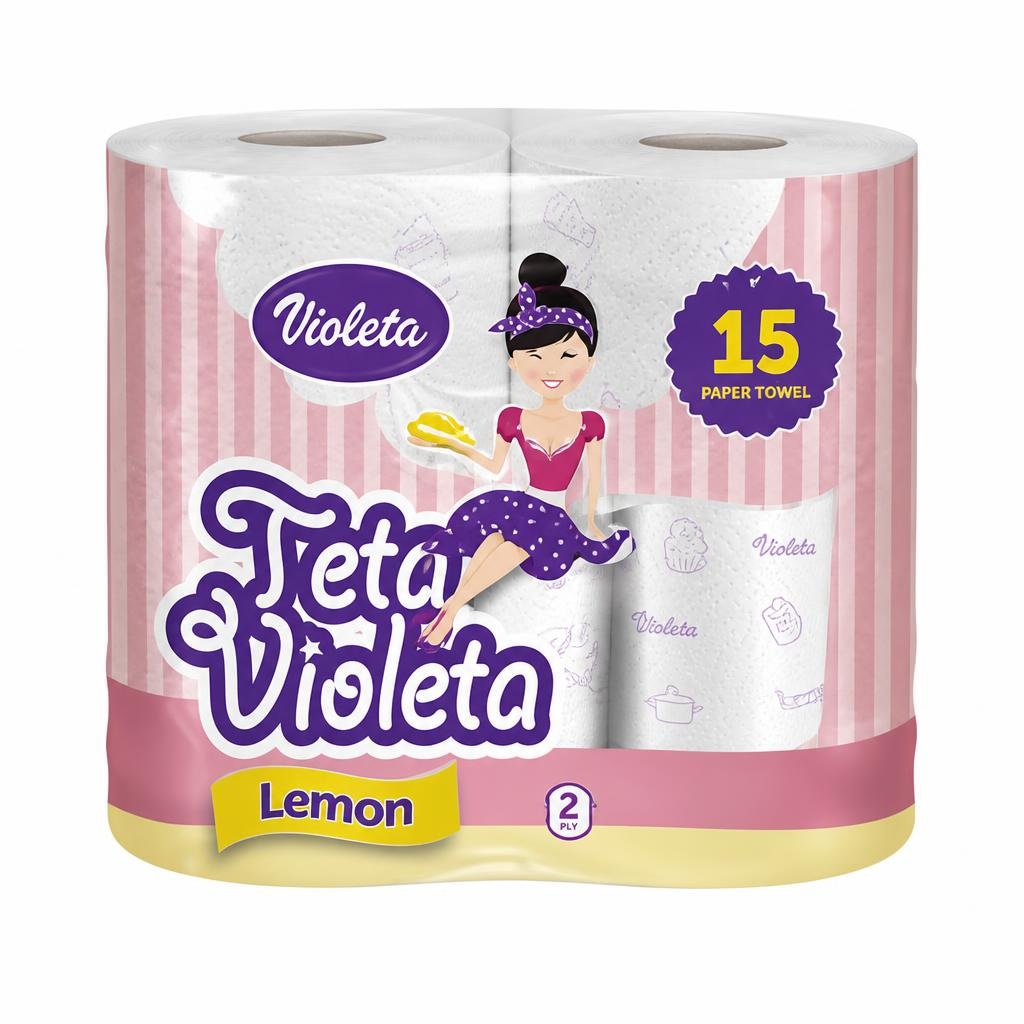 Teta Violeta Lemon Papirnati ručnik 2 role, pak - Akcija u trgovini Konzum