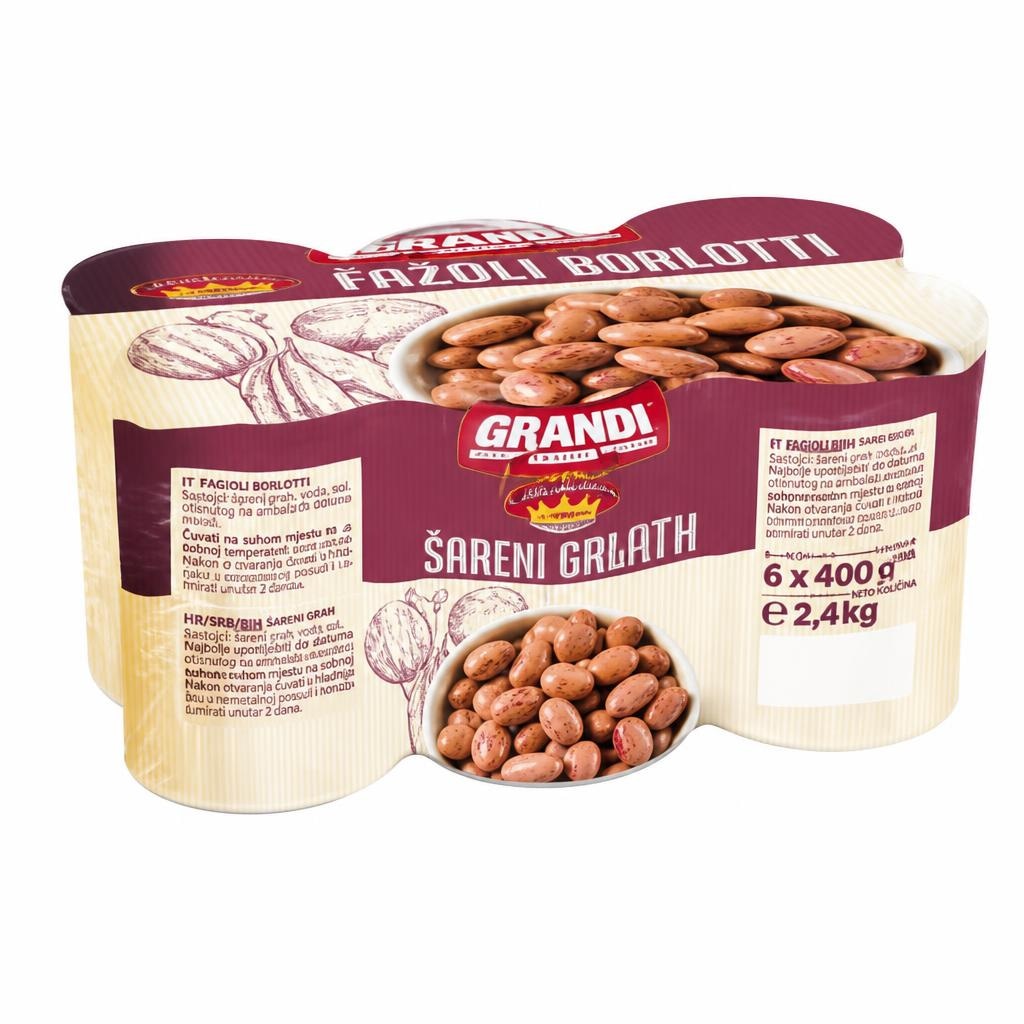 Grandi Šareni grah 6 kom (6x400g, 6x240g ocijeđene mase) Akcija u trgovini Eurospin
