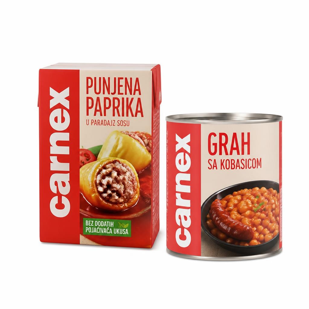 Carnex punjena paprika ili grah s kobasicom 3x400 g Akcija u trgovini Plodine